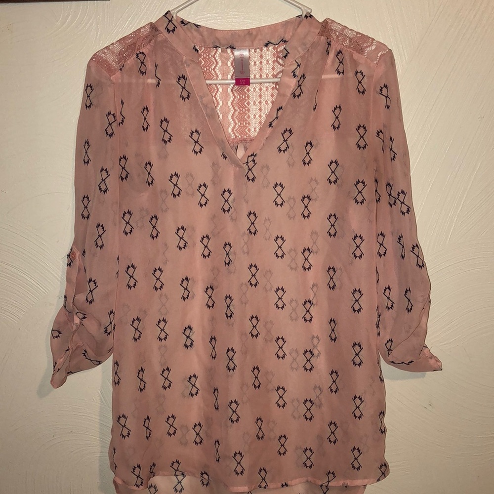 Sheer lace embroidered blouse